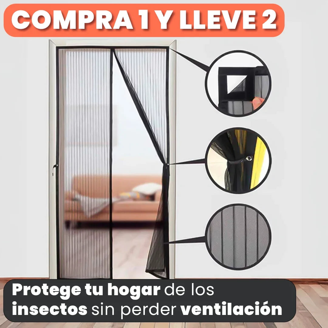 EcoScreen Cortina Antimosquitos con Cierre Automático – Sin Agujeros, Ventilación Garantizada, Estilo Discreto