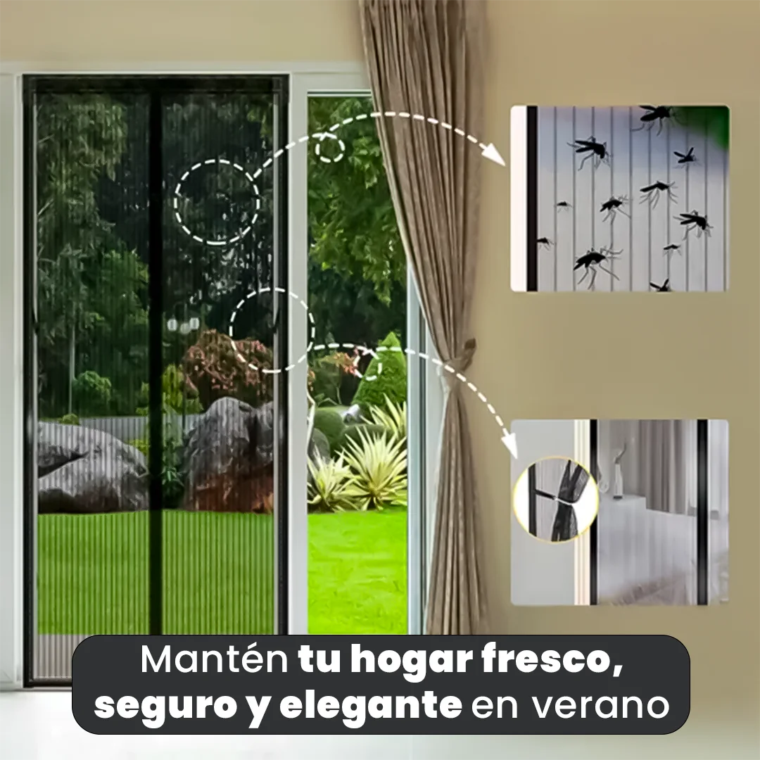 EcoScreen Cortina Antimosquitos con Cierre Automático – Sin Agujeros, Ventilación Garantizada, Estilo Discreto