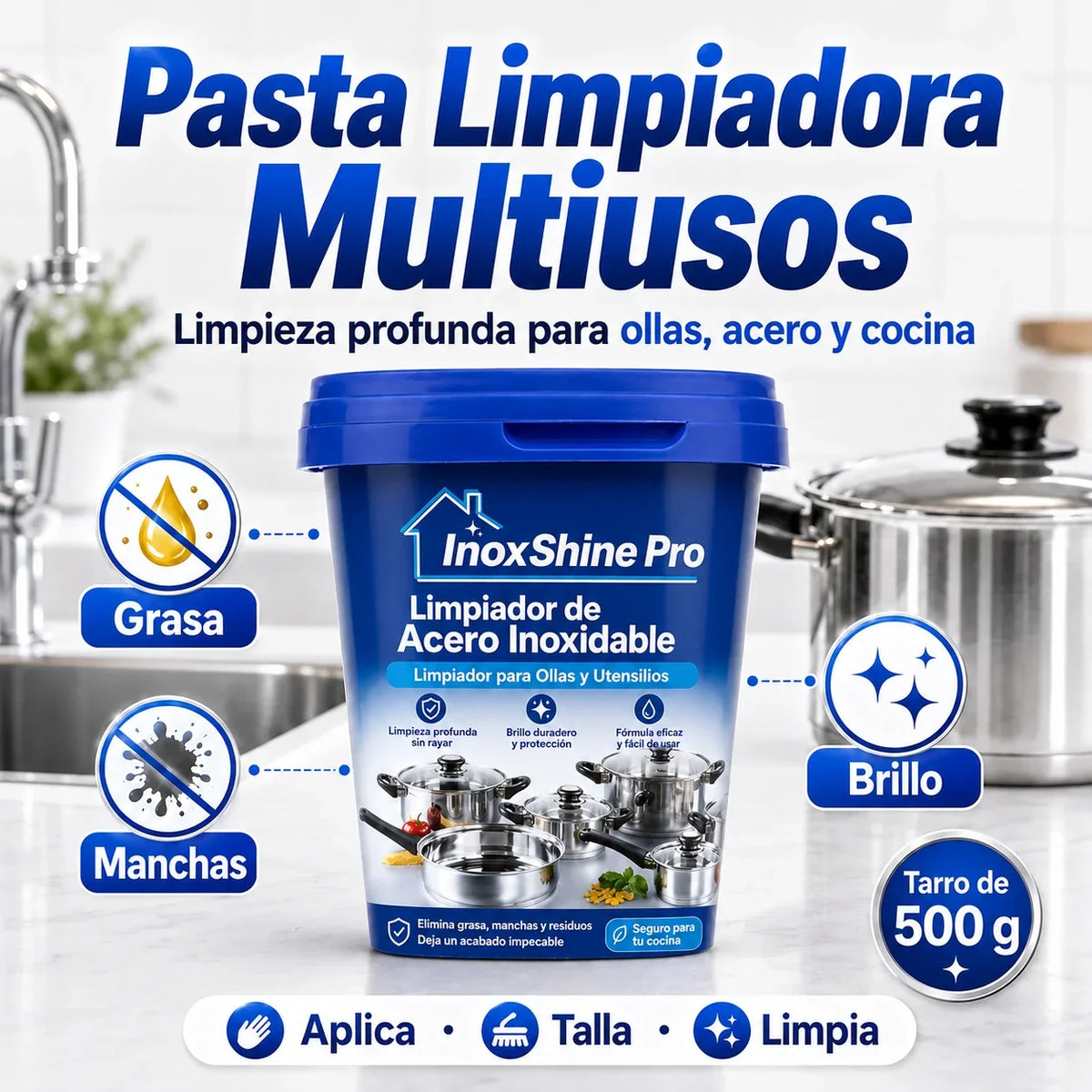 InoxShine PRO Limpiador de Acero Inoxidable para Ollas, ¡Llévate 2 por 1!