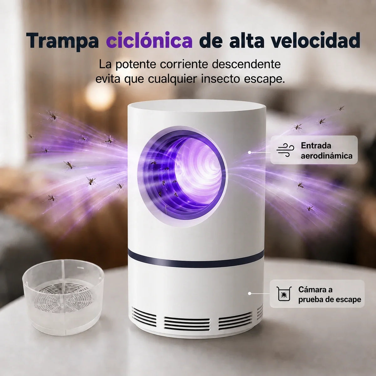 Mosquito Guard, Trampa UV Antimosquitos Silenciosa y Segura para Toda la Familia