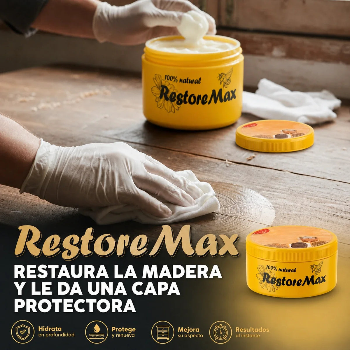 RestoreMax - Cera Natural para Muebles - Compra 1 y Llévate 2