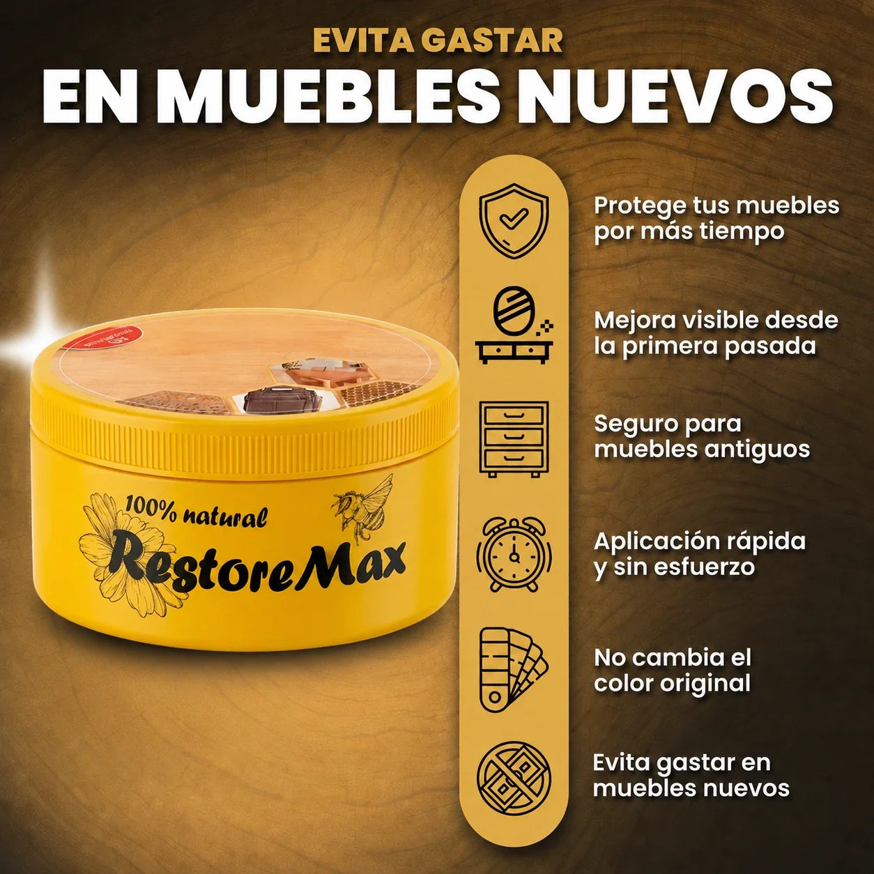 RestoreMax - Cera Natural para Muebles - Compra 1 y Llévate 2
