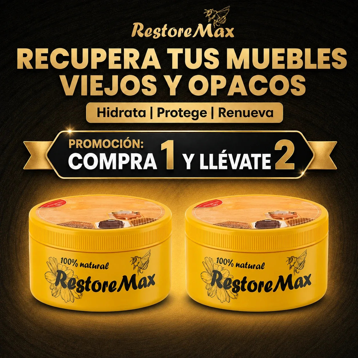 RestoreMax - Cera Natural para Muebles - Compra 1 y Llévate 2