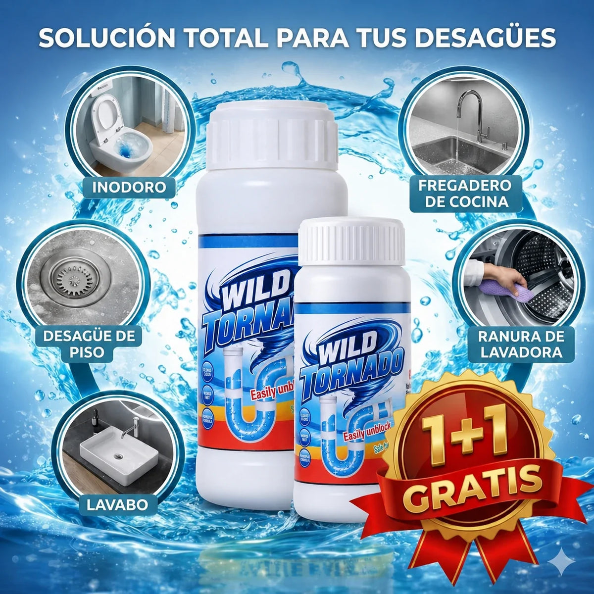 WildTornado – Limpiador de Tuberías en Polvo 🧽 | 🚨Oferta 2x1 por Tiempo Limitado🚨