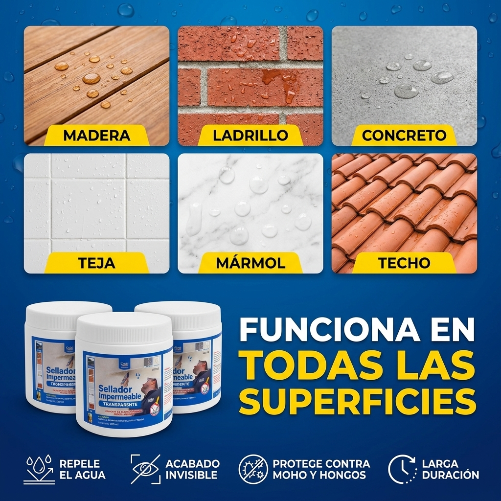 Sellador Impermeable Invisible - Elimina Filtraciones, Grietas y Goteras