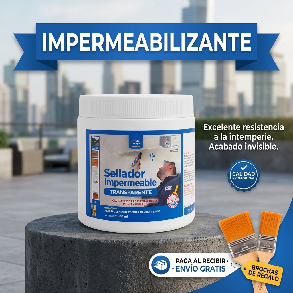 Sellador Impermeable Invisible - Elimina Filtraciones, Grietas y Goteras